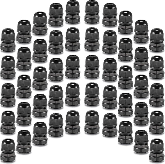 QILIPSU 50pcs 1/2" NPT Cable Gland Waterproof IP68 Nylon Cable Pass Through Cord Grip Connector Strain Relief Wire Grommet
