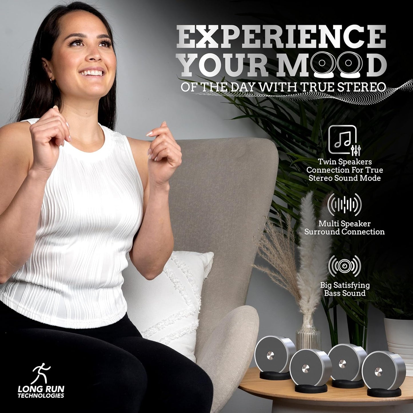 Dual Bluetooth Speakers - Built In Mic For Phone Calls - Multiple Pairing Bluetooth Speakers Set of 2 - Wireless Computer Speaker - TF SD Card Birthday Graduation Gift Idea For Boys Girls Silver