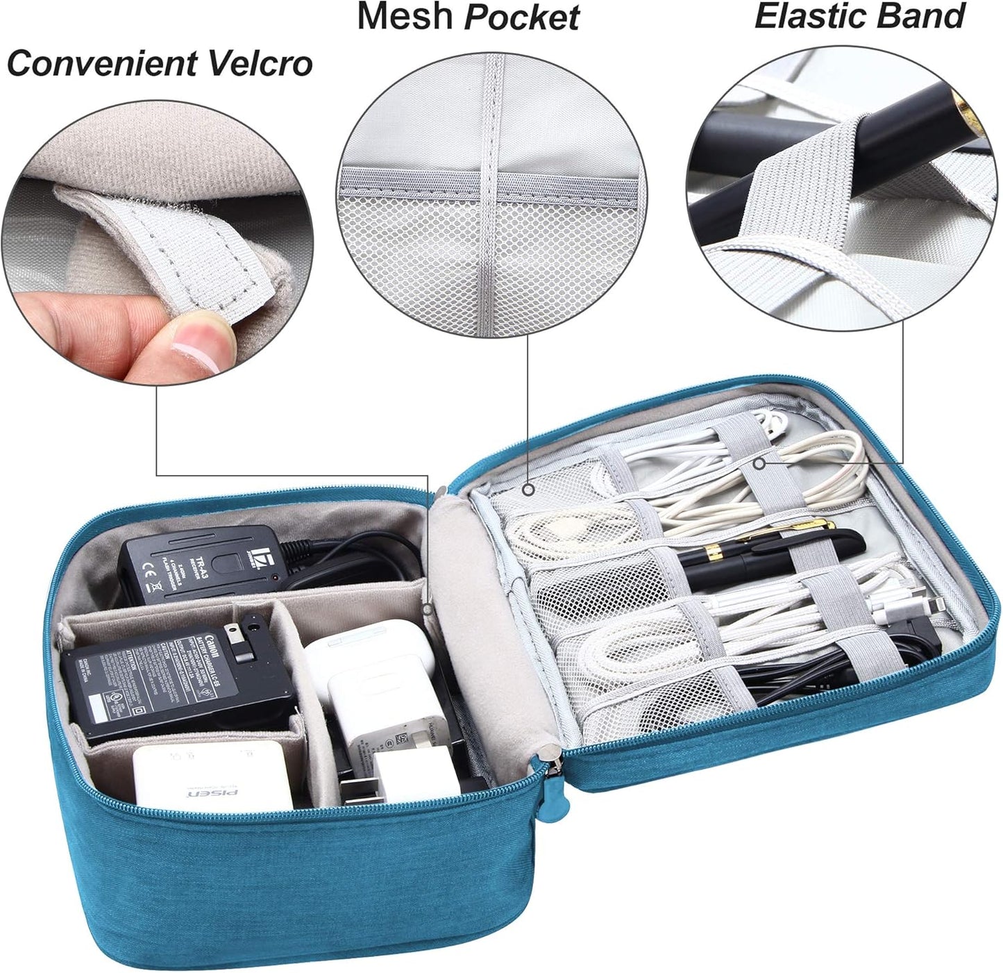 Electronics Organizer Travel Universal Cable Organizer Bag Waterproof Electronics Accessories Storage Cases for Cable, Charger, Phone, USB, SD Card, Hard Drives, Power Bank, Cords