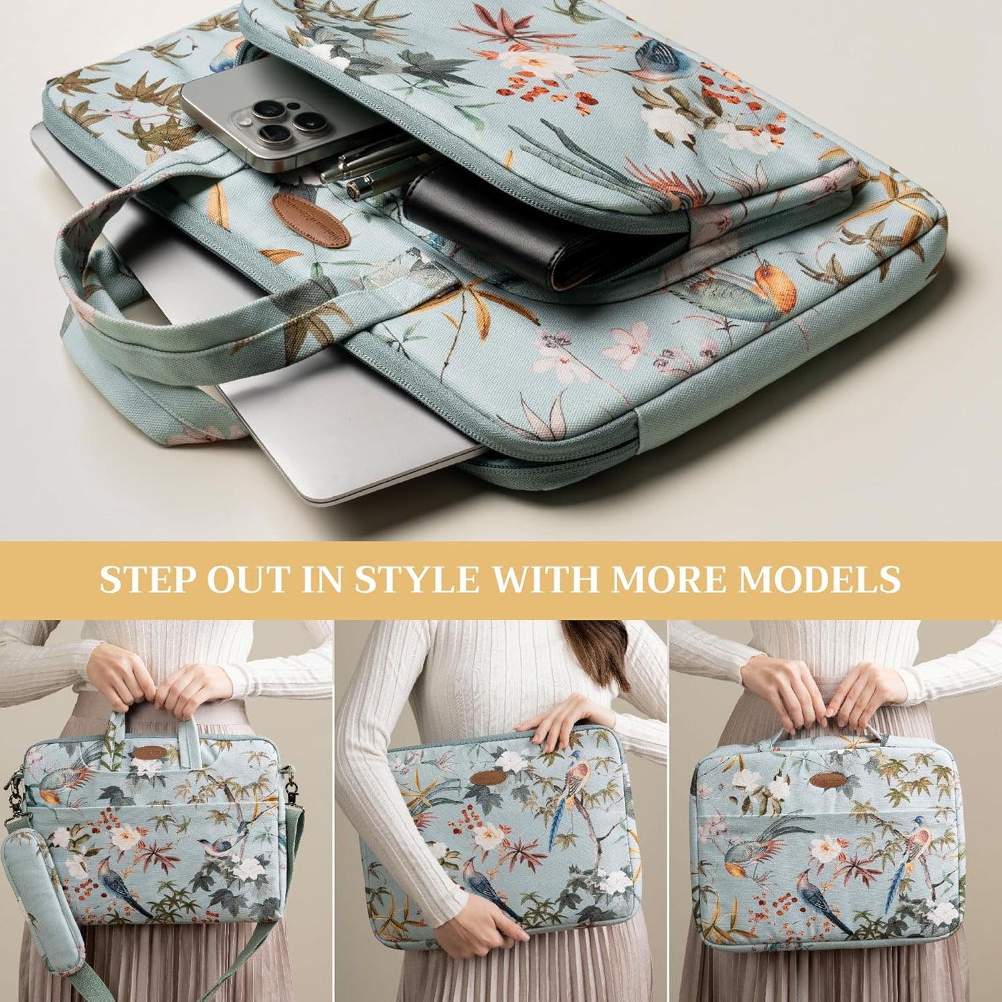 Maison d'Hermine Laptop bag with front pocket Stain and water repellent Cotton canvas