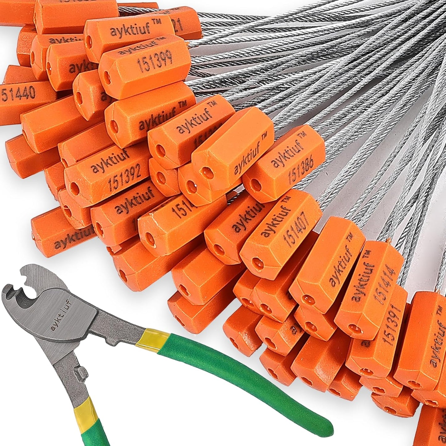 600 Pieces Security Cable Seals, Metal Number Security Tags for Truck, Trailers, Cargo, Containers, Vans, Oil Tank, Milk Vehicle (Orange, 600 Pack)