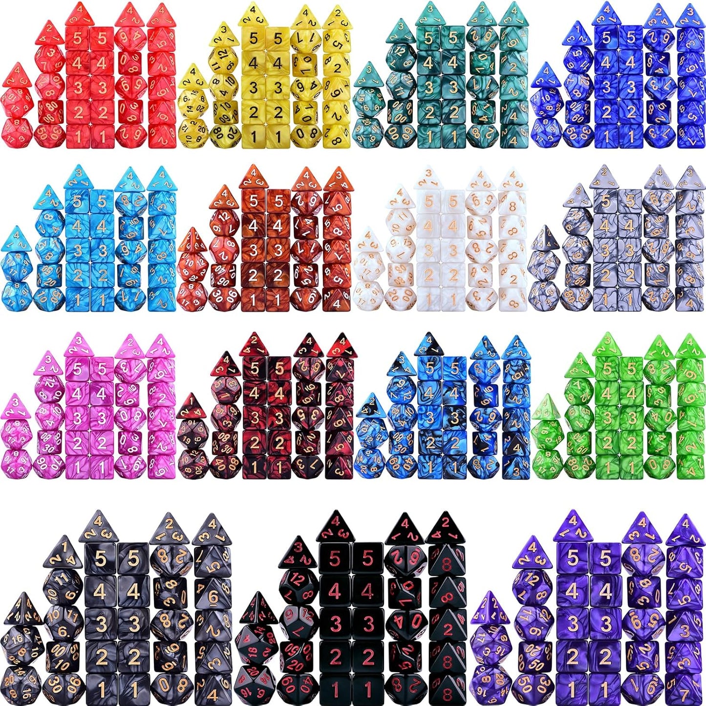 Extended RPG Dice Set 15 x 31 Polyhedral Dice (465pcs) for DND Tabletop Role-Playing Games (15 Colors)