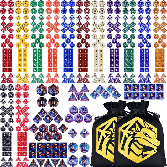 Extended RPG Dice Set 15 x 31 Polyhedral Dice (465pcs) for DND Tabletop Role-Playing Games (15 Colors - Classic)