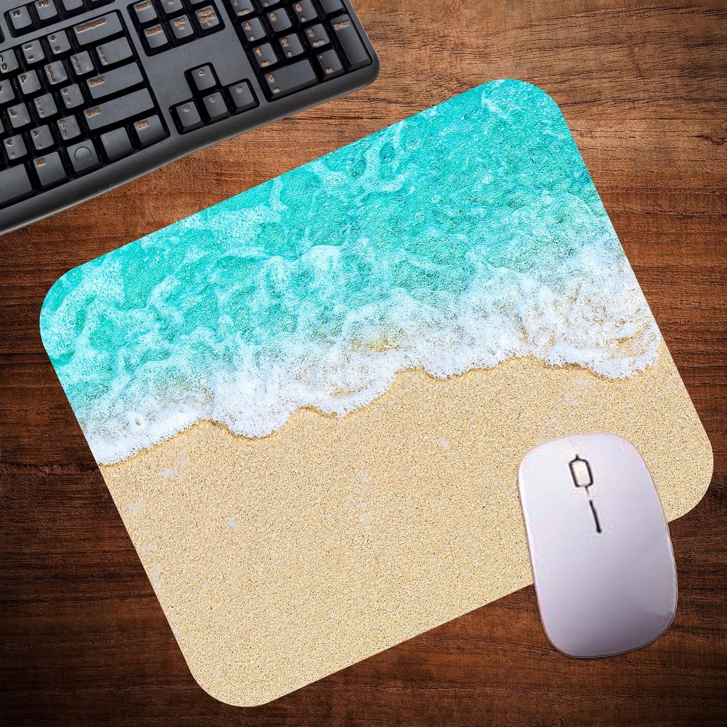 Coastal Shoreline Waves Sandy Beach Theme Mouse Pad Mat Mousepad for Desk Computer Laptop PC Gaming Home or Office Gift (Sand MP36)