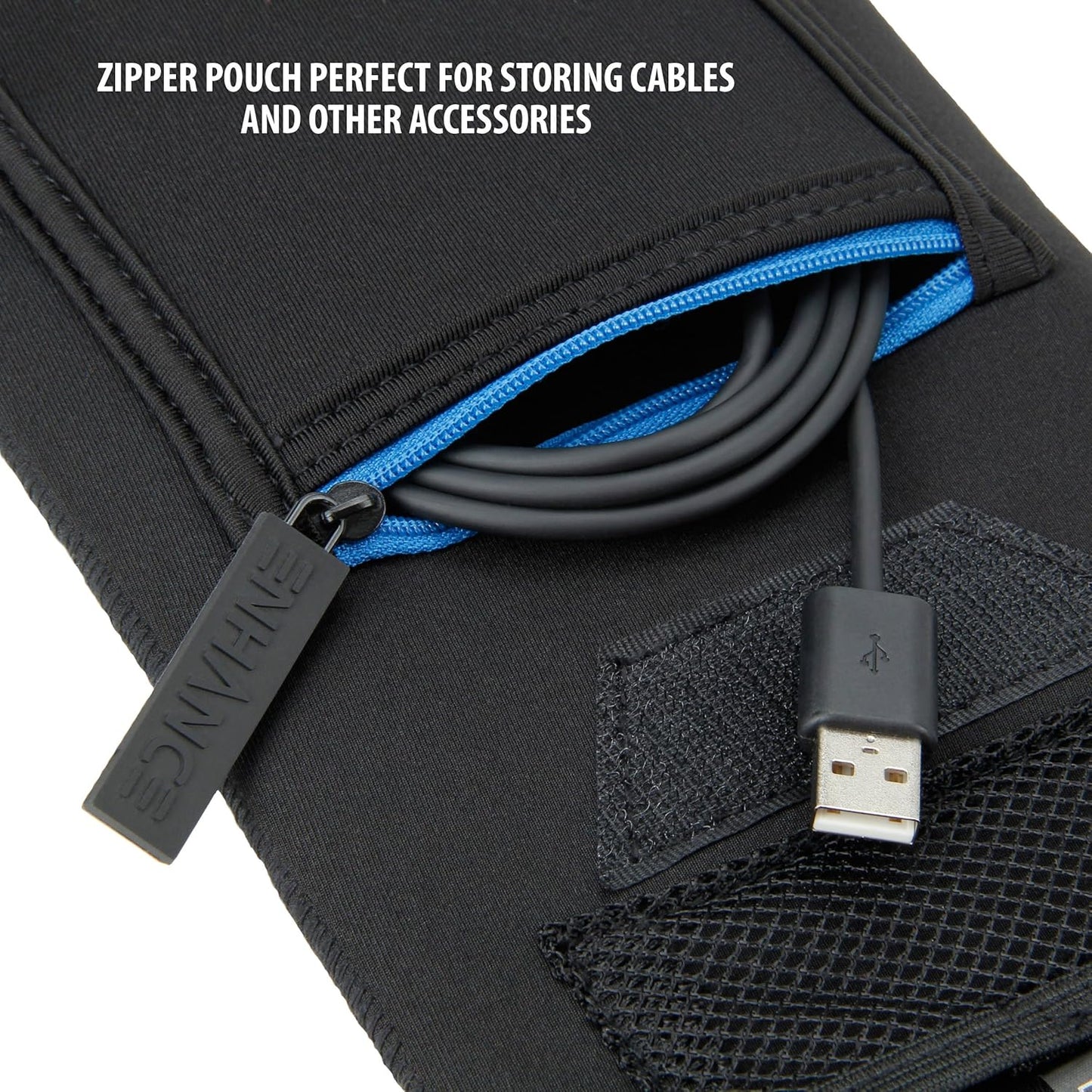 ENHANCE Bluetooth Keyboard Sleeve Case for Logitech K810, Anker, Apple Magic Keyboard (up to 11.5 Inches) with Neoprene Construction, Wireless Mouse Storage & Cable and Charger Pouch